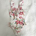 Roxy  White Floral Lace Up Front One Piece Swimsuit Size Medium M NWT Photo 1