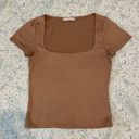 Sincerely Jules Square Neckline Brown Top Photo 0