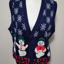 Cabin creek Vintage  blue Snowman vest size lp Photo 0