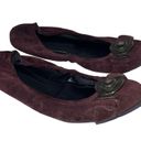 Burberry Maroon Suede Medallion Ballet Flats Photo 0