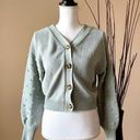 The Moon  & MADISON | Sage Green 3D Polka Dot Knit Cropped Cardigan Sweater Sz M Photo 0