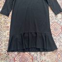 J.Jill  Women's Ruffle Bottom 3/4 Sleeve Ponte Knit Shift Dress Black Size Medium Photo 3