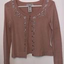 Nine West Pink cardigan with rhinestone Size XS Photo 0