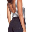 Lovers + Friends  Allie Tank Top Striped Lace Up Bodysuit Navy Blue White Small Photo 1