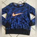 Nike  Graphic Lettering Logo Pullover Cotton Fleece Sweatshirt in Blue Size Small Photo 1