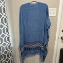 American Eagle  Topper Floral Shawl Wrap Scarf Blue Bandana fringe O/S Photo 5