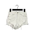 ZARA  Cutoff Distressed Jean Shorts Raw Ripped Hem High Rise Pockets 2 White Photo 10