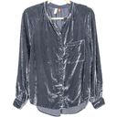 Pilcro  Anthropologie Grey Crushed Velvet Femme Button Down Shirt Women's Small Photo 1