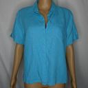 Chico's  Linen Hidden Button Placket Shirt Blue 1 Photo 0