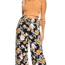 Roxy  Black Floral Print Pull On Beach Pants. Size S Photo 0