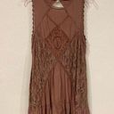 Altar'd State Altar’d State Brown Open Back Lace Overlay Shift Dress Size Large EUC Photo 0