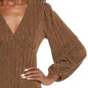 All in Favor Plisse Midi Dress Long Sleeve - Brown Thrush Photo 1