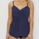 MiracleSuit  Pin Point Love Knot Tankini Top Swimsuit midnight blue size 8 NWT Photo 0