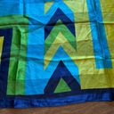 Oscar de la Renta  Vintage Scarf Geometric Abstract Square Blue Green Designer Photo 2