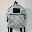 PINK - Victoria's Secret  Quilted Iridescent Metallic Mini Backpack Silver Photo 4