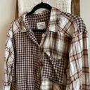 American Eagle brown & cream plaid patchwork button down shirt Photo 1