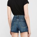 EXPRESS NWT  Women's High Waisted Dark Wash Raw Hem Jean Shorts Size 4 Photo 1