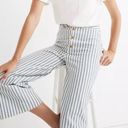 Madewell Emmett Wide Leg Crop Blue & White Striped Button Fly Pants Size 31 Photo 0