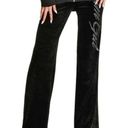 I am gia I.AM.GIA Daria Velour Rhinestone Wide Leg Flare Track Pant in Black Photo 0