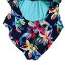 La Blanca  Sz 16 Tropical Multi Color Twist Keyhole Ruched By The Sea Swimsuit Photo 8