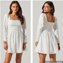 ASTR  The Label Cinched Waist Long Sleeve Mini Dress White M Photo 1