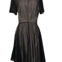 Alex Marie  Lace A-line Dress in Black Short Sleeve Handkerchief Skirt Size 12 Photo 0