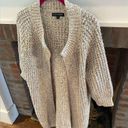 EXPRESS  Design Studio Heavy Knit Cream Colored Open Front Longline Cardigan M Photo 2