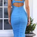 Hello Molly Seen Lavishly Mesh Maxi Dress Blue Photo 1