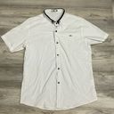 Lacoste White with Navy Around Collar Short Sleeve Button Down Shirt Size XXL Photo 4