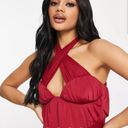 ASOS NWT  Design Corset Halter Mesh Ruched Midi Dress in Oxblood Size 4 Photo 1