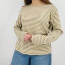 Woolrich  slouchy two tone oatmeal striped crewneck longsleeve shirt top size L Photo 3