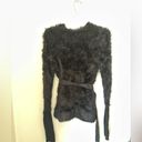 BCBGMAXAZRIA BCBG black eyelash texture fuzzy open belted cardigan size XS Photo 14