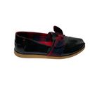 Toms  Black Patent Leather Slip On Dress Shoes Red Buffalo Plaid Bow Size 8.5 Photo 3