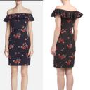 Rebecca Taylor  black floral Marguerite jersey off shoulder dress size small Photo 1