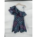 Natori Josie  Ruffle One Shoulder Women 2 Retro Y2K Paisley Colorful Mini Dress Photo 1