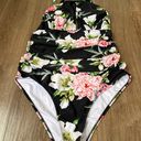 Cupshe one piece swimsuit halter tie black floral padded ruched women’s size XL Photo 4