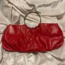Chateau  Red Faux Leather Handbag With Silver Hoop Handles Photo 0