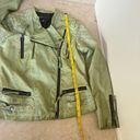 Miss Sixty  M60 Light Green Faux Leather Moto Jacket Womens Size S Zippers Photo 11