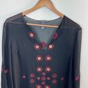 Vivienne Tam  Tunic‎ Top 3 (Large) Black 100% Silk Sheer Embroidery Slits Photo 3