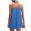 Zeagoo Double Spaghetti Strap Tunic Length Swing Style Cami, Size Medium, Blue Photo 9