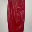 Naked Wardrobe  Women's Size XS Crocodile Midi Skirt Red Vegan Leather Slit NWT Photo 1