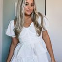 Pretty Little Thing White Crinkle Cup Detail Tiered Skirt Skater Dress Photo 1