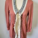 BKE  Boutique blush pieced fabric cardigan size large Photo 0