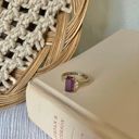 Vintage “Desiderata” Avon Amethyst Emerald Cut Gold Cocktail Ring Classic Purple Photo 13