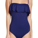 La Blanca Navy Ruffle Bandeau strapless one piece swimsuit Photo 0