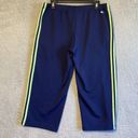 Adidas  Activewear Cropped Pants Women Medium Blue Green Mid Rise Elastic Waist Photo 12