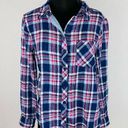 Allison Joy  Womens Small S Red Blue Plaid Flannel Button Down Shirt Photo 0