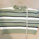 Princess Polly Alton Striped Oversized Cropped Knit Sweater in Sage Green Photo 6