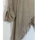 Chico's  Rosette Women Cowl Neck Poncho Tasseled Sweater Rolled Cuff Brown Small Photo 5