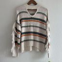 Cato Stripe Fringe Sweater Size L Photo 0